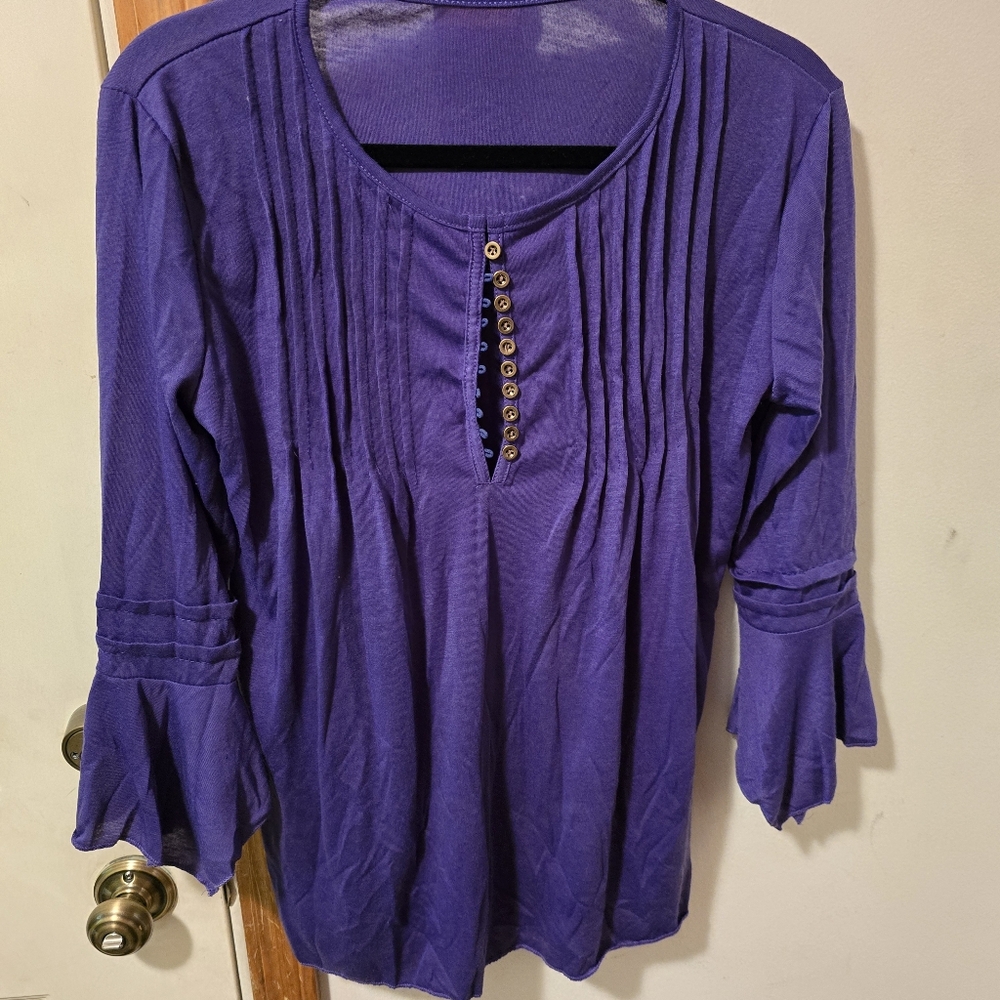 Purple 1/2 Button up Top Size XXL